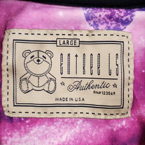 Entree LS Shirt Womens Large Purple Galaxy Cosmic AOP Crew Neck Short Sleeve USA - Picture 8 of 13